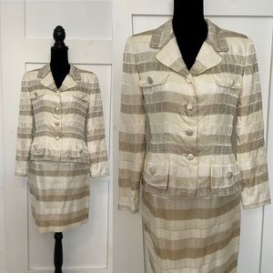 Rickie Freeman For TJ Nites Metallic Skirt Blazer Suit Set Size 6